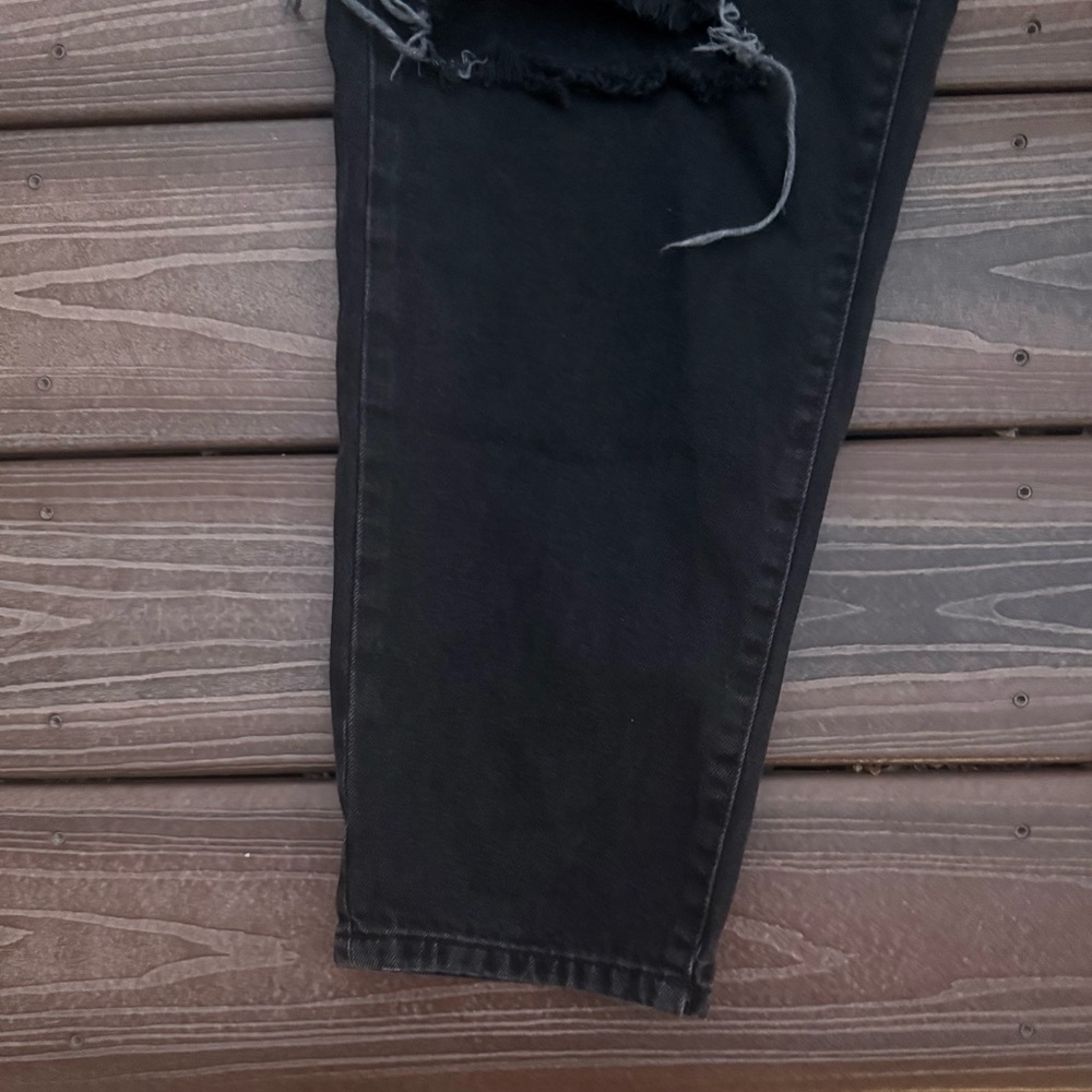 Ultra Hight Waist Distressed Black Women Loose Mom ankle Jeans size 10 - Picture 5 of 7